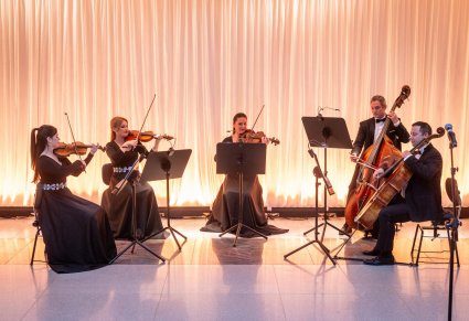 Kwartet smyczkowy podczas wystawy