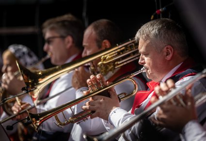 Zbliżenie na Muzyków z orkiestry dętej