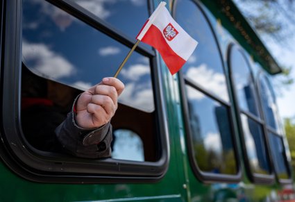 Zbliżenie na flagę Polski