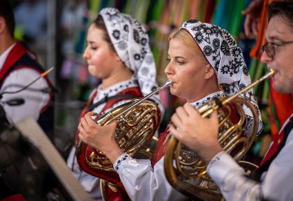 Zbliżenie na orkiestrę dętą